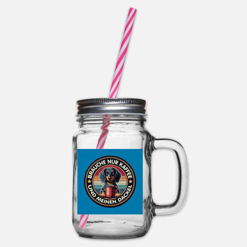 Teckel avec tasse à café au design rétro - Bocal à boisson - transparent
