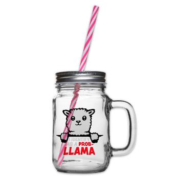 I Identify As A Probllama Cool Lama Problem Spruch - Henkelglas mit Schraubdeckel - Klar - Rechts