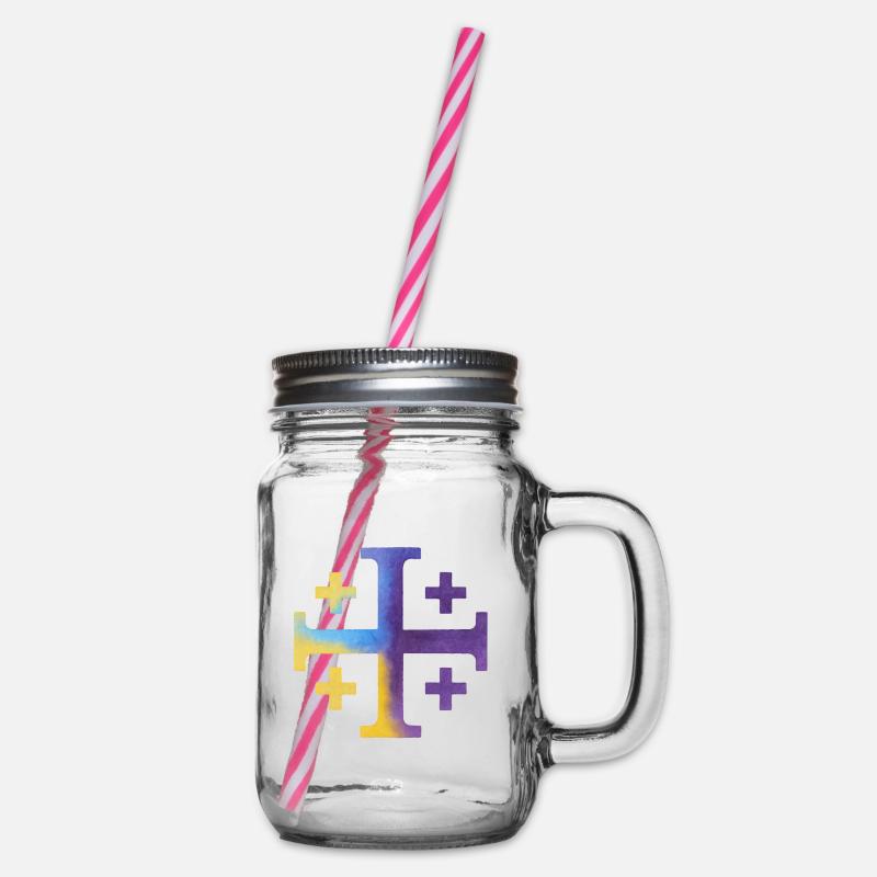 Croix Kairos (Croix de Jérusalem) – Violet et jaune - Bocal à boisson - transparent