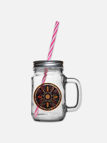 Mandala Feuerkreis - Henkelglas mit Schraubdeckel - Klar