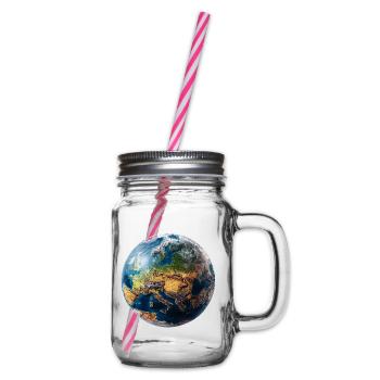 Globus-Design: Europa-Asien Landschaft - Henkelglas mit Schraubdeckel - Klar - Rechts