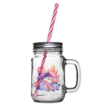 Sleeping hedgehog in the crystal garden - Glass jar with handle and screw cap - clear - Right