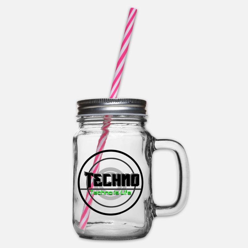 Logo néon Techno is Life - Bocal à boisson - transparent