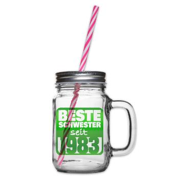 Sister 1983 - Glass jar with handle and screw cap - clear - Right
