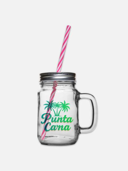 Punta Cana Karibik Urlaub mit Palmen - Henkelglas mit Schraubdeckel - Klar