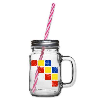 Colors Ornament Pattern - Basic Colors - Glass jar with handle and screw cap - clear - Right