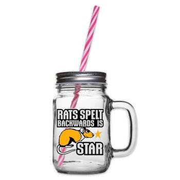Rats Spelt Backwards Is Star Lustiger Ratte Spruch - Henkelglas mit Schraubdeckel - Klar - Rechts