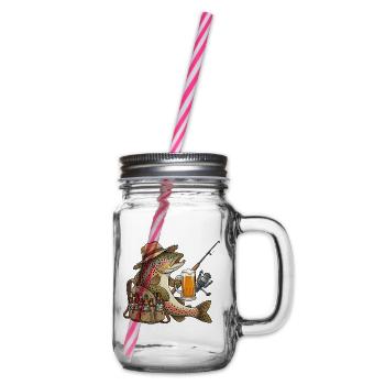 Angler-Forellen Design  - Henkelglas mit Schraubdeckel - Klar - Rechts