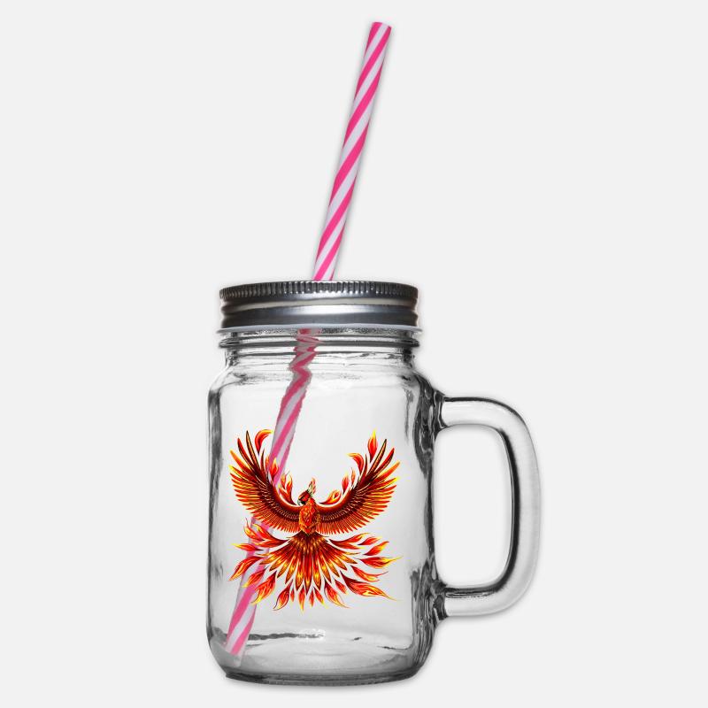 Phönix-Feuervogel - Henkelglas mit Schraubdeckel - Klar