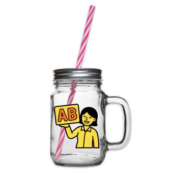 Lehrerin Grundschule ABC Vektor - Henkelglas mit Schraubdeckel - Klar - Rechts
