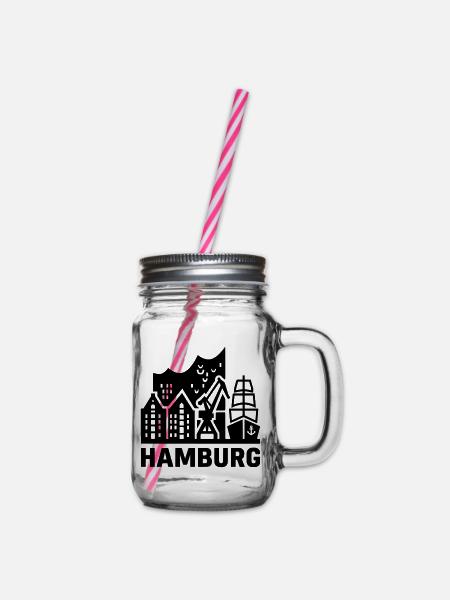 Hamburg Hansestadt Speicherstadt Hafen  - Henkelglas mit Schraubdeckel - Klar