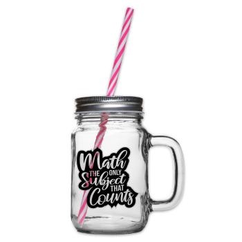 Math The Only Subject That Counts Nerd Mathe Logo - Glass jar with handle and screw cap - clear - Right