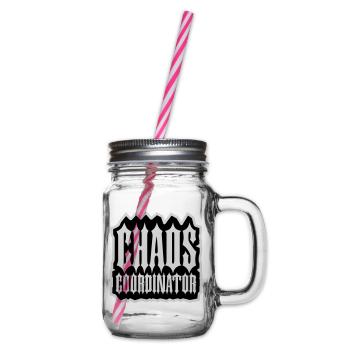 Chaos Coordinator Lustig Titel Eltern Lehrer Logo - Henkelglas mit Schraubdeckel - Klar - Rechts