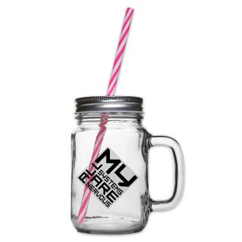 Tous mes systèmes sont nerveux, peur drôle, logo de nerd - Bocal à boisson - transparent - Droite
