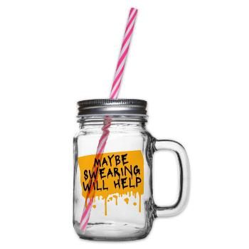Maybe Swearing Will Help Sarkastisch Spruch Grafik - Henkelglas mit Schraubdeckel - Klar - Rechts