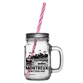 Montreaux, Switzerland - Glass jar with handle and screw cap - clear - Right