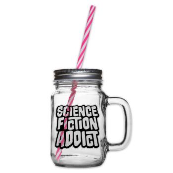 Science Fiction Addict Sci Fi Liebhaber Zitat Text - Henkelglas mit Schraubdeckel - Klar - Rechts