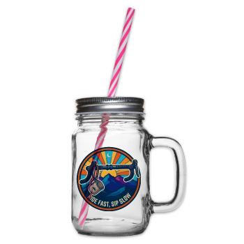 Ride Fast Sip Slow Retro Bike Badge - Bocal à boisson - transparent - Droite