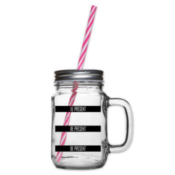 Be present at the moment here and now Quote Text - Glass jar with handle and screw cap - clear - Right