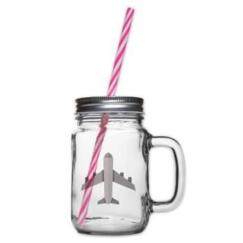Flugzeug - Henkelglas mit Schraubdeckel - Klar - Rechts