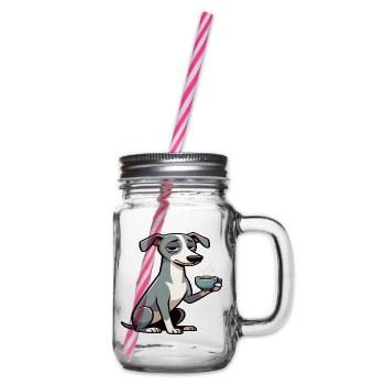 Whippet Windhund Whippets Windhundbesitzer - Henkelglas mit Schraubdeckel - Klar - Rechts