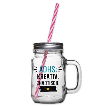 ADHS – Kreativ. Chaotisch. - Henkelglas mit Schraubdeckel - Klar - Rechts