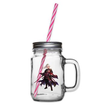 Anime Girl Samurai mit Rüstung & Katana  - Henkelglas mit Schraubdeckel - Klar - Rechts