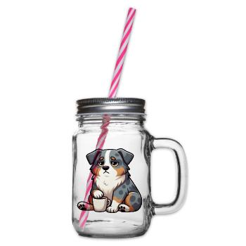 Australian Shepherd Aussie Aussiebesitzer Aussies - Henkelglas mit Schraubdeckel - Klar - Rechts