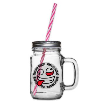 Massive weirdo Komischer Weirdo Lustig Spruch Logo - Henkelglas mit Schraubdeckel - Klar - Rechts