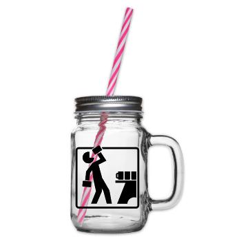Bier trinken Piktogramm (Farbe änderbar) - Henkelglas mit Schraubdeckel - Klar - Rechts