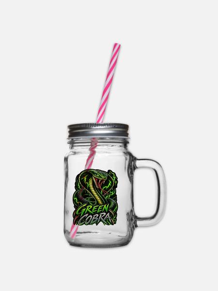 Green Cobra – Neon Kobra - Henkelglas mit Schraubdeckel - Klar