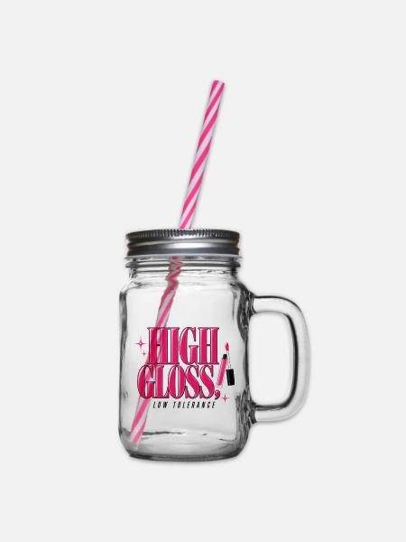 High Gloss, Low Tolerance | Y2K Statement - Henkelglas mit Schraubdeckel - Klar