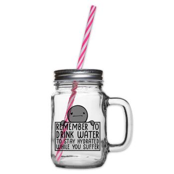 Remember to drink water Denk an Wasser Spruch Logo - Henkelglas mit Schraubdeckel - Klar - Rechts