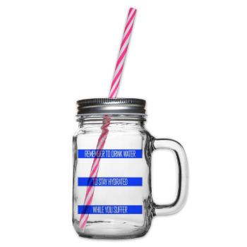 Remember to drink water Denk an Wasser Spruch Logo - Henkelglas mit Schraubdeckel - Klar - Rechts