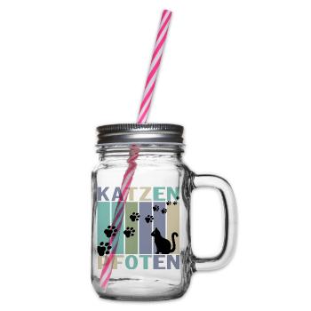 Katzen Pfoten Retro Design - Henkelglas mit Schraubdeckel - Klar - Rechts