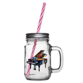 Wasserfarben Piano Impression - Henkelglas mit Schraubdeckel - Klar - Rechts