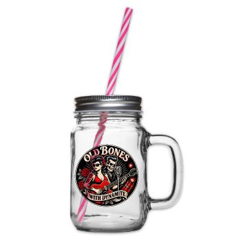 Old Bones with Dynamite – Rockabilly Humor - Henkelglas mit Schraubdeckel - Klar - Rechts
