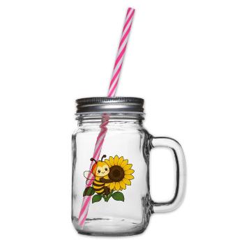 Bee Sunflower Hug – Sunny Buzz - Henkelglas mit Schraubdeckel - Klar - Rechts