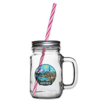Austria Reiseabzeichen Hallstatt Alpen - Henkelglas mit Schraubdeckel - Klar - Rechts