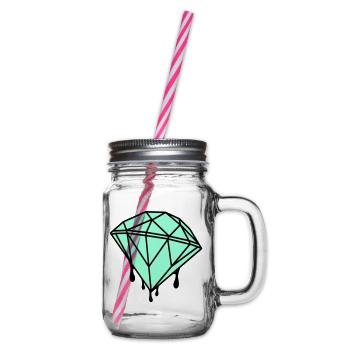 Geometrischer Mint-Diamant - Henkelglas mit Schraubdeckel - Klar - Rechts