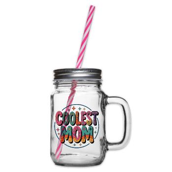 Coolest Mom Retro - Henkelglas mit Schraubdeckel - Klar - Rechts