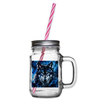 Azure Wolf Porträt-Splash - Henkelglas mit Schraubdeckel - Klar - Rechts