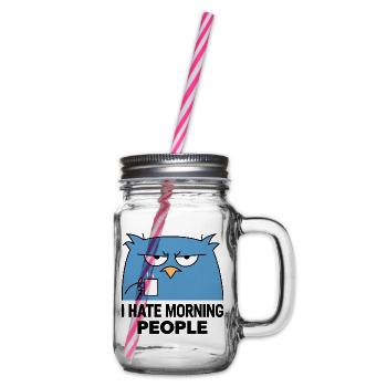 Grummelige Eule Kaffee Morgen - Henkelglas mit Schraubdeckel - Klar - Rechts