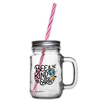 Bee Kind to Earth – Abeille & Terre Écologique - Henkelglas mit Schraubdeckel - Klar - Rechts
