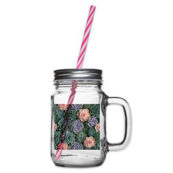 Pastellrosa und Sukkulenten - Henkelglas mit Schraubdeckel - Klar - Rechts