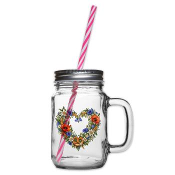 Wiesenblumenherz mit Brezel & Edelweiß - Henkelglas mit Schraubdeckel - Klar - Rechts