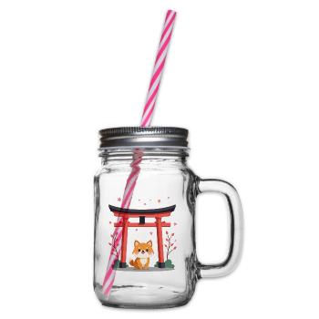 Cute Shiba Dog Cherry Blossom - Henkelglas mit Schraubdeckel - Klar - Rechts