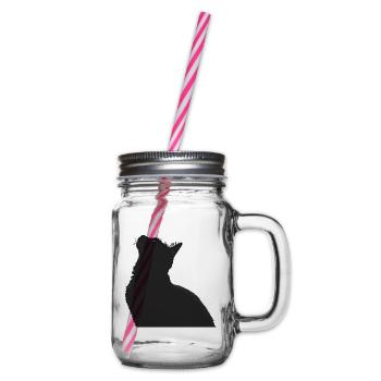 Nachtkatzen Silhouette - Henkelglas mit Schraubdeckel - Klar - Rechts