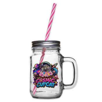 Cosmic Cupcat – Katze im Weltraum - Henkelglas mit Schraubdeckel - Klar - Rechts