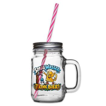 Spare Wasser, trink Bier! – Lustiger Bierkrug - Henkelglas mit Schraubdeckel - Klar - Rechts
